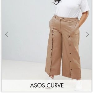 Brown Wide Leg Pants w/ Buttons